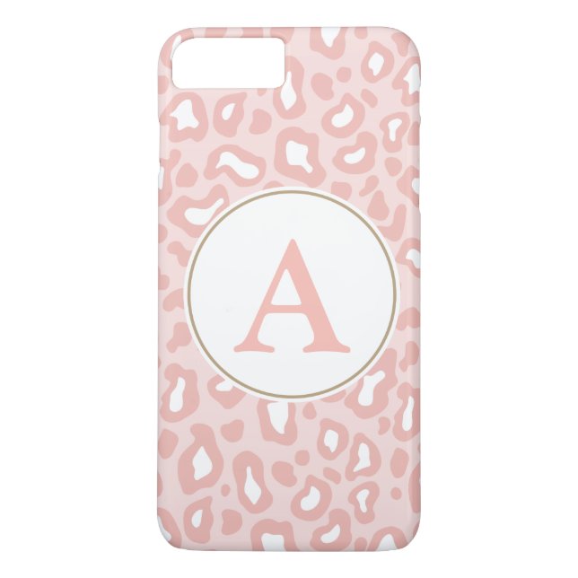 Capa Para iPhone, Case-Mate Leopardo rosa pálido Monograma iPhone 7 Plus Caso (Verso)