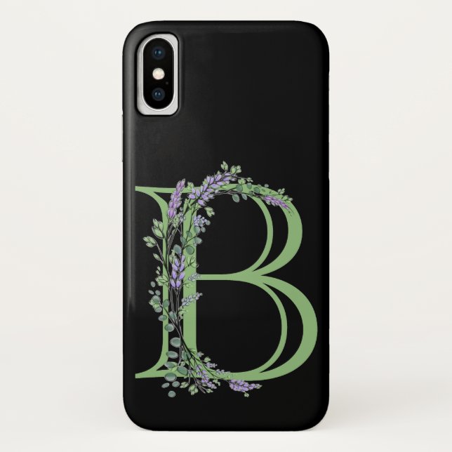 Capa Para iPhone, Case-Mate Letra alfabética B Lavanda Eucalyptus (Verso)