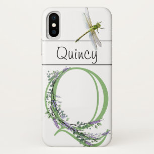 Capa Para iPhone Da Case-Mate Letra alfabética Q Lavanda Eucalyptus Dragonfly