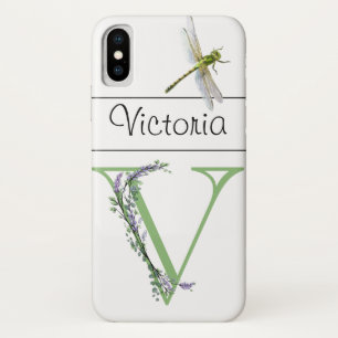 Capa Para iPhone Da Case-Mate Letra alfabética V Lavanda Eucalyptus Dragonfly