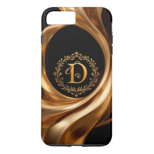 Capa iPhone 8 Plus/7 Plus Letra D de Monograma Dourado Elegante