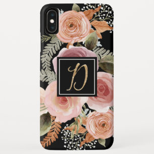 Capa Para iPhone Da Case-Mate Letra D Monograma Floral Preto Dourado