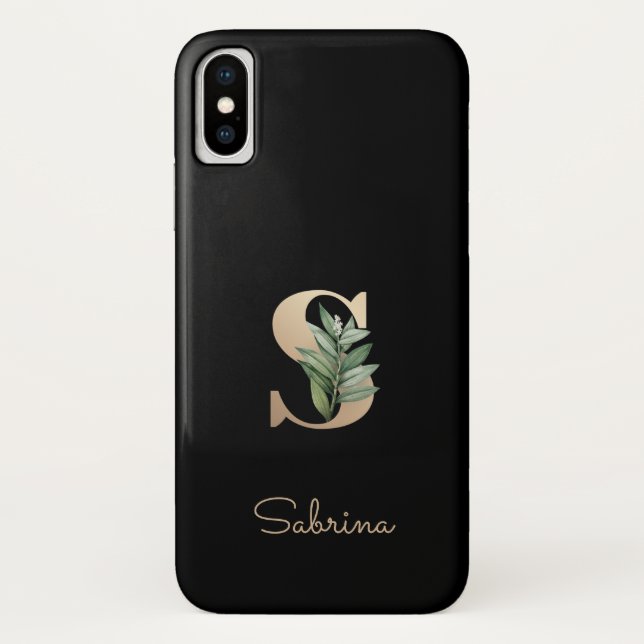 Capa Para iPhone, Case-Mate Letra Dourada Monograma Botânica Elegante S (Verso)