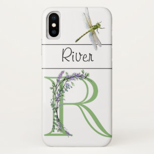 Capa Para iPhone Da Case-Mate Letra elegante R Lavanda Eucalyptus Dragonfly