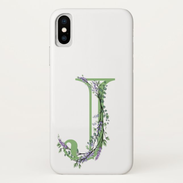 Capa Para iPhone, Case-Mate Letra elementar J Lavanda Eucalyptus (Verso)