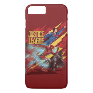 Capa iPhone 8 Plus/7 Plus Liga da Justiça Crachá Superman, Flash e Batman
