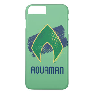 Capa iPhone 8 Plus/7 Plus Liga da Justiça   Símbolo de Aquaman Pincel e Meio