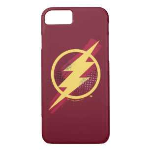 Capa iPhone 8/7 Liga da Justiça   Símbolo Flash Pincel e Meio-Tons