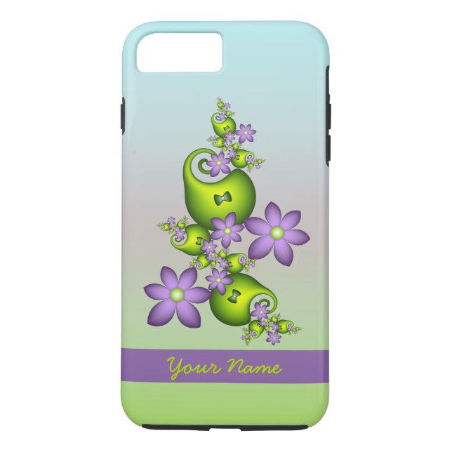 Capa Para iPhone, Case-Mate Lilac Fantasy Flói Verde Formas Fractais Nome (Verso)