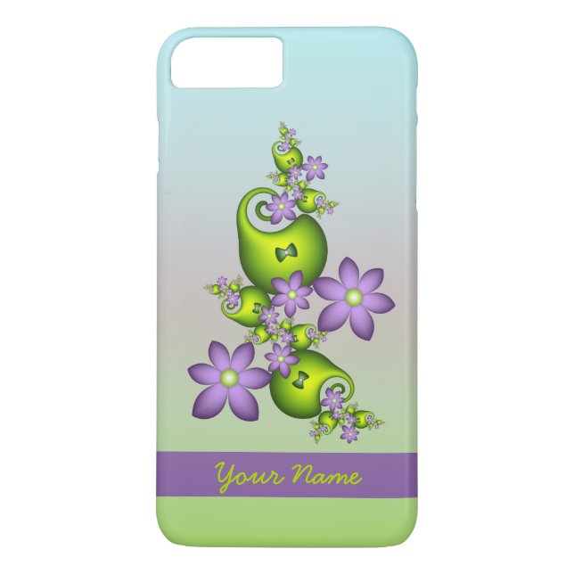 Capa Para iPhone, Case-Mate Lilac Fantasy Flói Verde Formas Fractais Nome (Verso)