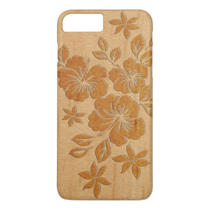 Capa iPhone 8 Plus/7 Plus Lilikoi Hibiscus Hawaiian Faux Wood