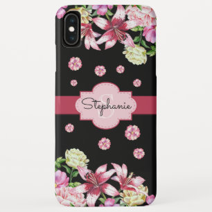 Capa Para iPhone Da Case-Mate Lily Peony Watercolor Floral Black Monograma