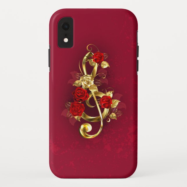Capa Para iPhone, Case-Mate Limpeza de ouro com Flores Rosa (Verso)