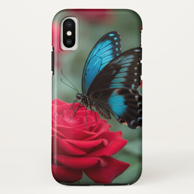 Capa Para iPhone, Case-Mate Linda Borboleta Rosa Vermelha - (Verso)