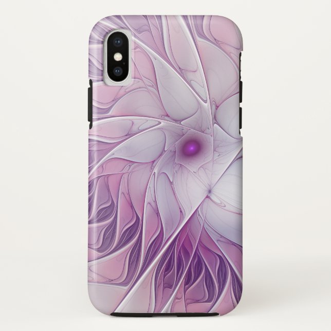 Capa Para iPhone, Case-Mate Linda Flor Rosa Moderna Abstrato, Arte Fractal (Verso)