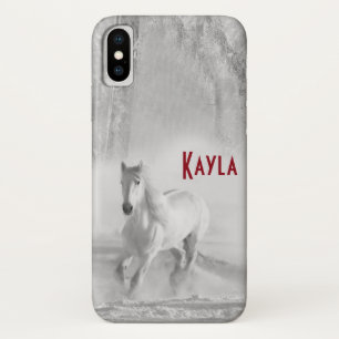 Capa Para iPhone X Linda galopagem do Cavalo Branco-Árabe