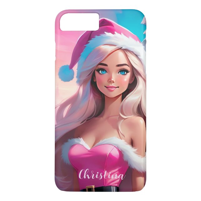 Capa Para iPhone, Case-Mate Linda garota de Natal rosa 01 (Verso)