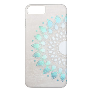 Capa iPhone 8 Plus/7 Plus Linda Turquesa Lotus Floral Mandala