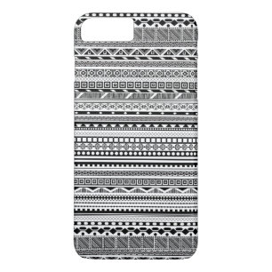 Capa iPhone 8 Plus/7 Plus Lindo desenho de padrões aztecas preto e branco