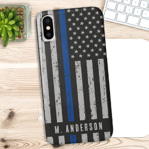 Capa Para iPhone Da Case-Mate Linha Azul Fino - Bandeira Americana - Policial