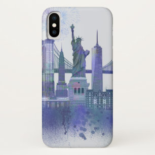 Capa Para iPhone Da Case-Mate Linha do horizonte de Nova Iorque - Azul-Aquarela