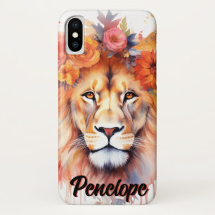 Capa Para iPhone Da Case-Mate Lion Pastel Flowers Safari Watercolor Savannah Cat