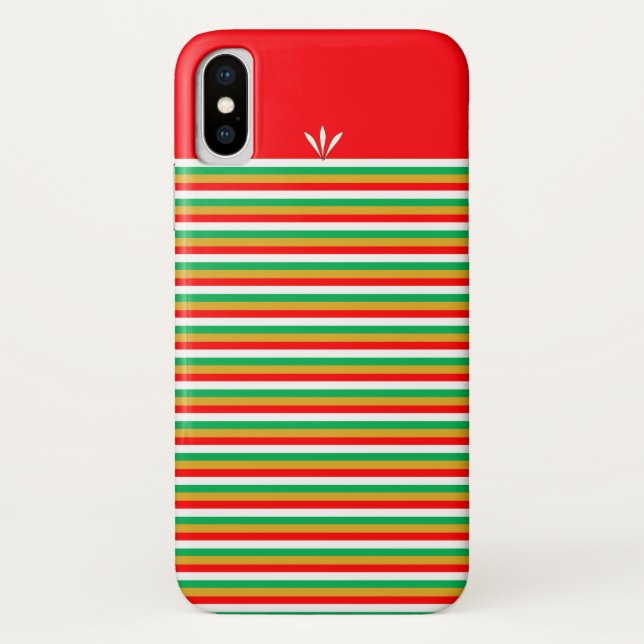 Capa Para iPhone, Case-Mate Listrado de Verde Vermelho Branco Dourado (Verso)