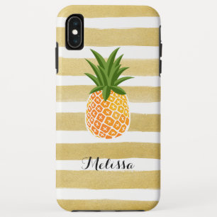Capa Para iPhone Da Case-Mate Listras à moda do ouro da aguarela do abacaxi