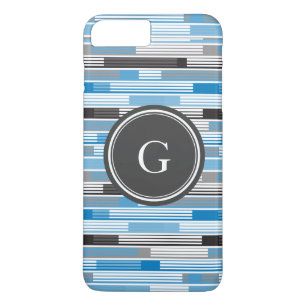 Capa Para iPhone Da Case-Mate Listras azuis cinza preto legais Monograma Persona