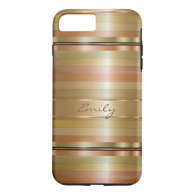 Capa Para iPhone, Case-Mate Listras Douradas Metálicas E Cobre (Verso)