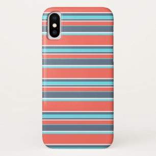 Capa Para iPhone Da Case-Mate Listras vivas do coral, as azuis e as cinzentas