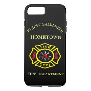 Capa iPhone 8 Plus/7 Plus Logotipo do Corpo de Bombeiros Crachá Preto e Amar