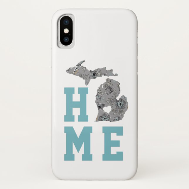 Capa Para iPhone, Case-Mate Love Home State Michigan Blue Popppies Floral (Verso)