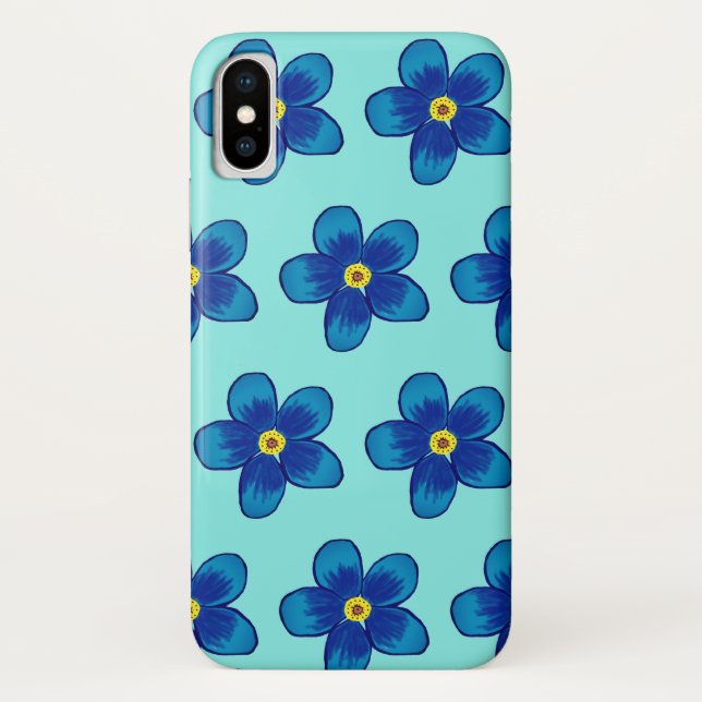 Capa Para iPhone, Case-Mate Lovelu Flores Azuis Apple iPhone X, Mal Lá (Verso)