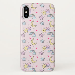 Capa Para iPhone Da Case-Mate Lua, Estrelas e Nuvens Padrão em Pastel Rosa
