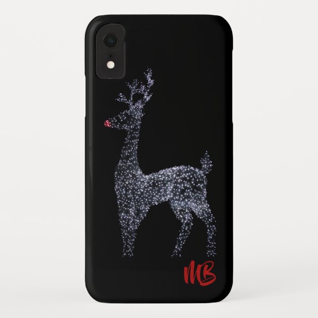 Capa Para iPhone, Case-Mate Luzes de Natal Monogramas Reindeer | Feriados (Verso)