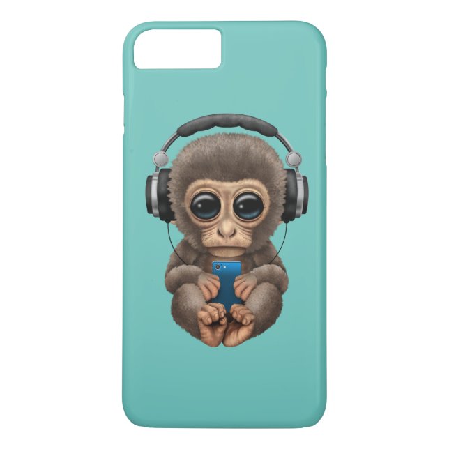 Capa Para iPhone, Case-Mate Macaco bonito do bebê que veste fones de ouvido (Verso)
