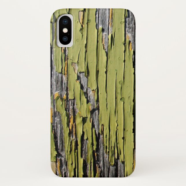 Capa Para iPhone, Case-Mate Madeira de celeiro verde vestida rachada e meteori (Verso)
