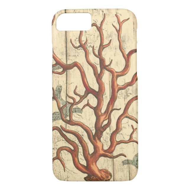 Capa Para iPhone, Case-Mate Madeira e coral pequeno (Verso)