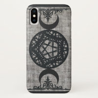 Magia Negra Triplo Pentagrama da Lua Vintage Wicca