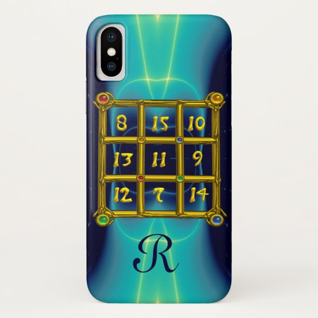 Capa Para iPhone, Case-Mate MAGIC SQUARE 33 MONOGRAM Teal, Turquesa Azul Aqua (Verso)