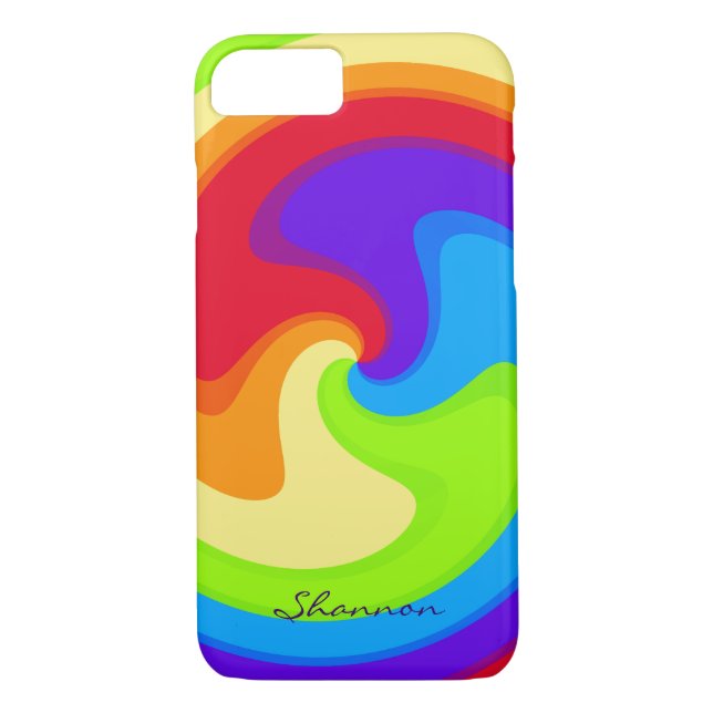 Capa Para iPhone, Case-Mate Mala iPhone 7 do Abstrato Rainbow Personalizado (Verso)