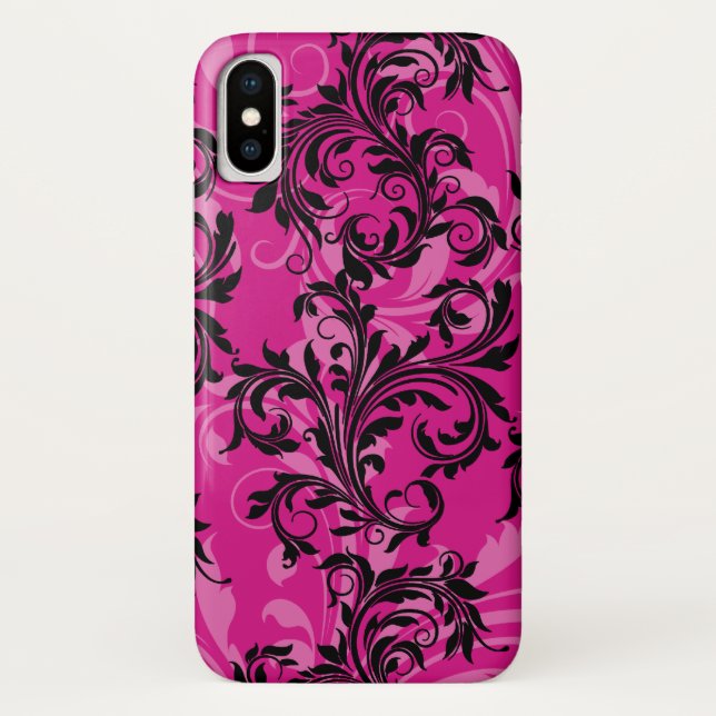 Capa Para iPhone, Case-Mate Maleta Preta, Rosa Mate Mal Ali, iPhone X Case (Verso)