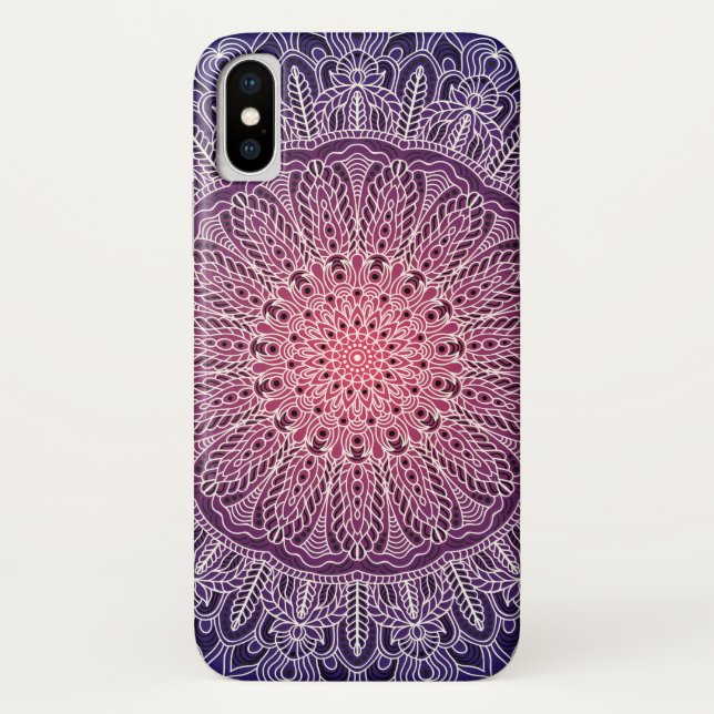 Capa Para iPhone, Case-Mate Mandala branca no fundo roxo (Verso)