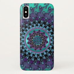 Capa Para iPhone X Mandala celta na caixa colorida do Fractal para o