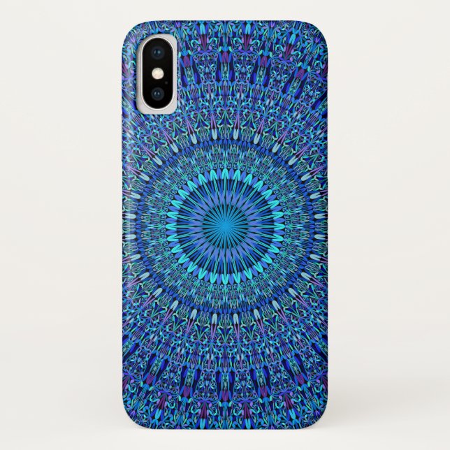 Capa Para iPhone, Case-Mate Mandala espiritual azul do jardim (Verso)
