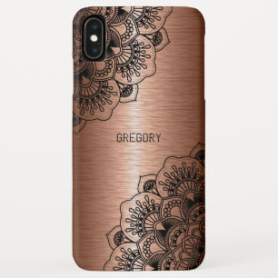 Capa Para iPhone Da Case-Mate Mandala preta sobre fundo metálico de cobre