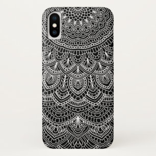 Capa Para iPhone X Mandala preto e branco