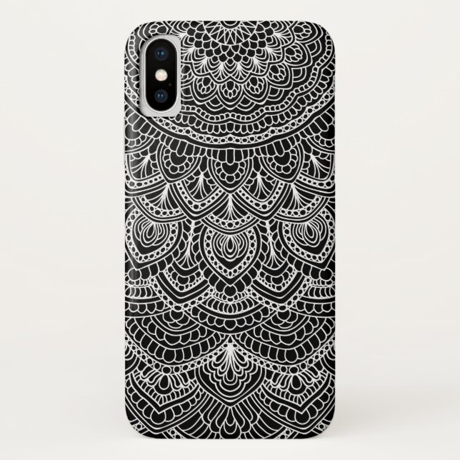 Capa Para iPhone, Case-Mate Mandala preto e branco (Verso)