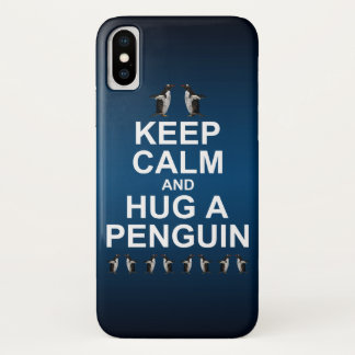 Capa Para iPhone X Manter a Calma e Abraçar um Pinguim Estojo para iP